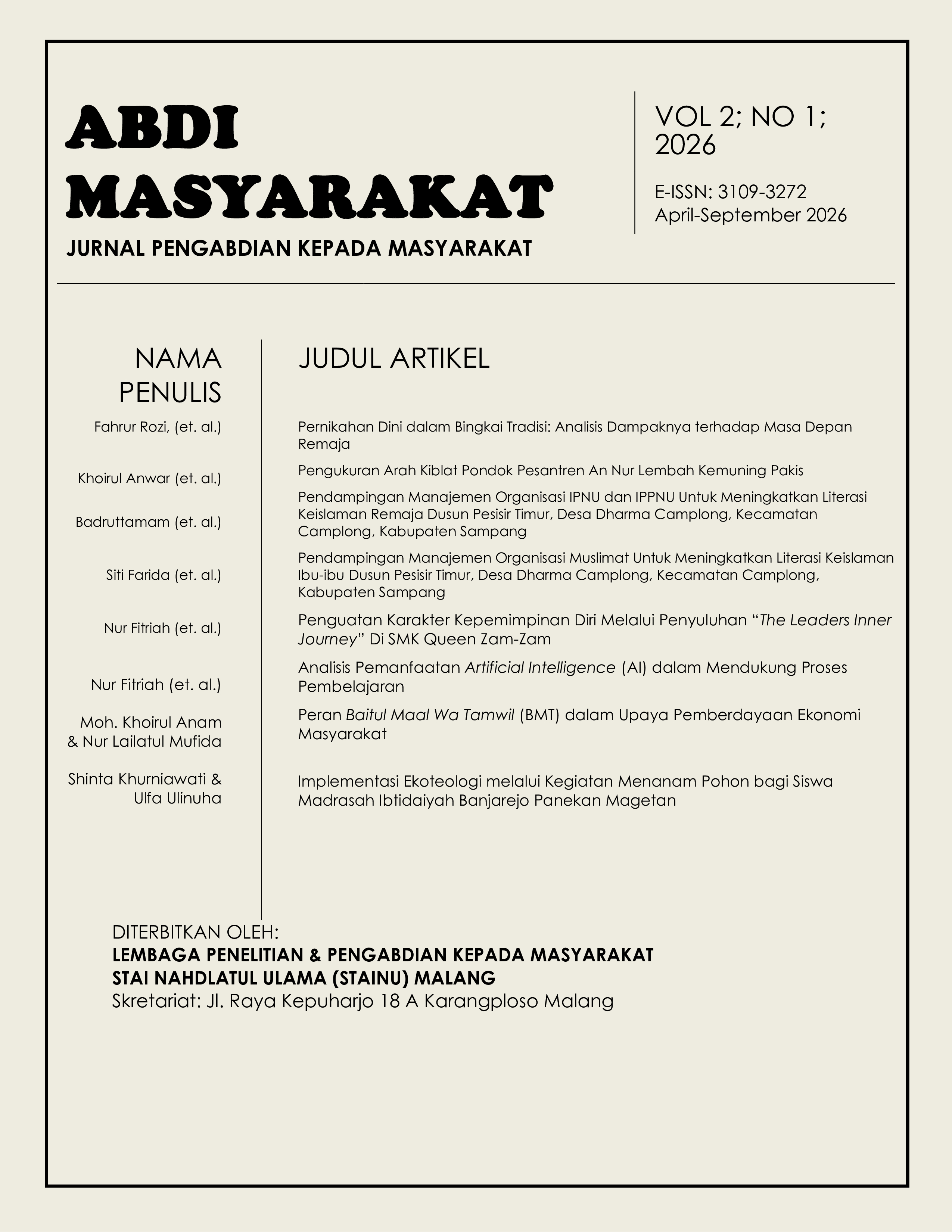 					Lihat Vol 2 No 1 (2026): KECERDASAN BUATAN DALAM PEMBELAJARAN
				